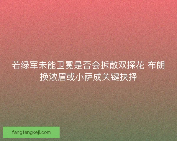 若绿军未能卫冕是否会拆散双探花 布朗换浓眉或小萨成关键抉择